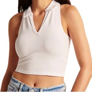 Abercrombie & Fitch Soft Collared Crop Top